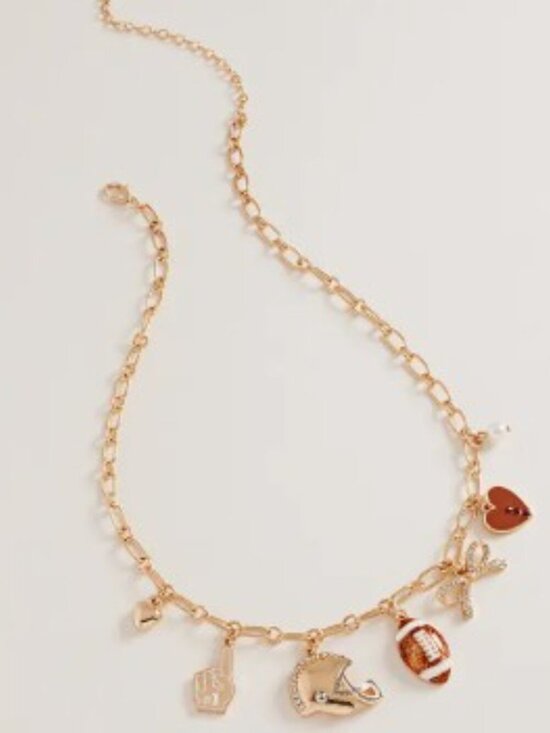 Jewelry - NEW 🏈 Football Bow Heart Pearl Charm Necklace